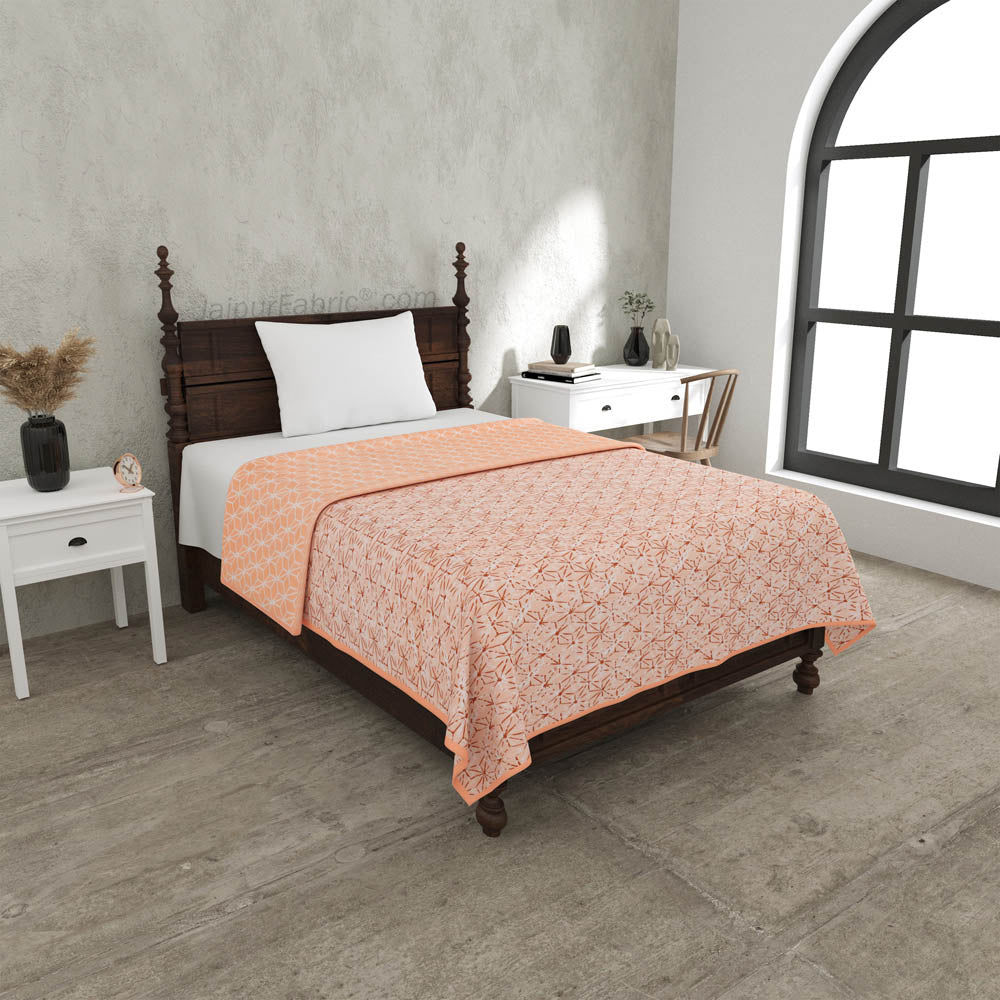 Geometricity Peach Single Bed Dohar Blanket